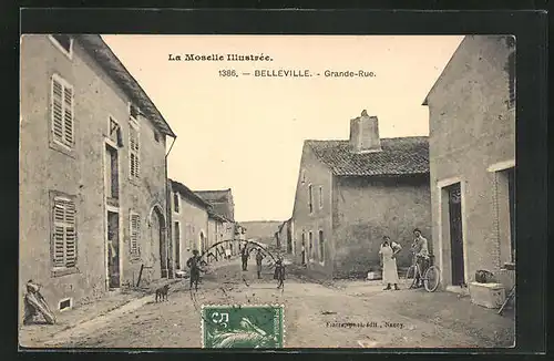 AK Belleville, Grande-Rue, Blick die Grosse Strasse entlang