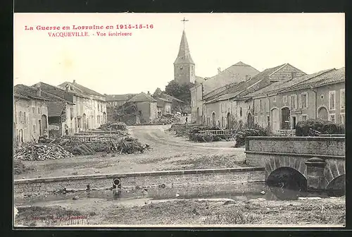 AK Vacqueville, Vue interieure, Pont et Eglise