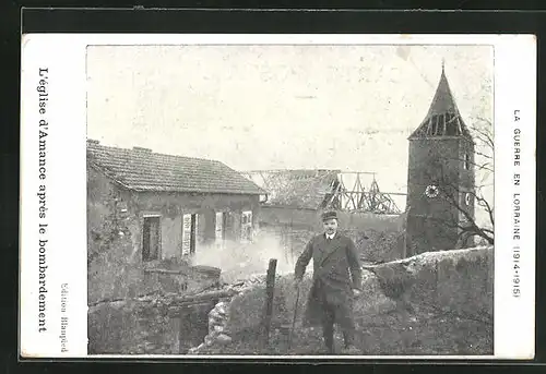 AK Amance, L`Eglise apres le bombardement