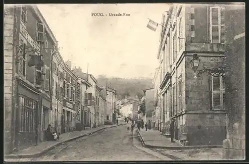 AK Foug, Grande-Rue, Strassenpartie im Ortskern