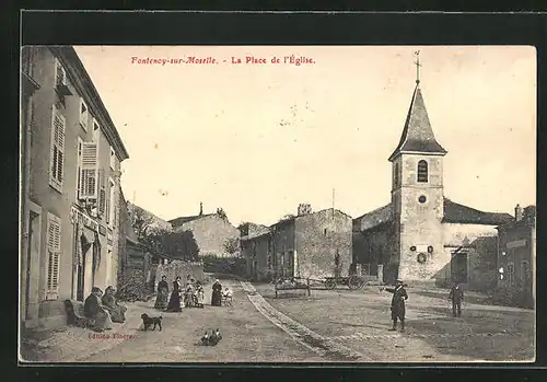 AK Fontenoy-sur-Moselle, La Place de l`Église
