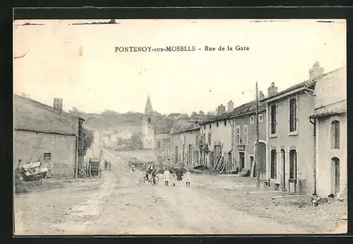 AK Fontenoy-sur-Moselle, Rue de la Gare