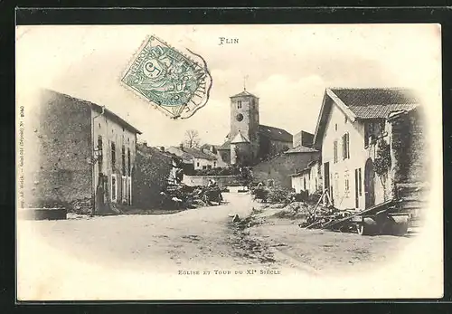 AK Flin, Eglise et Tour du XI. Siecle