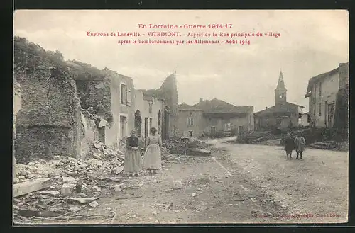 AK Vitrimont, Aspect de la Rue principale du village apres le bombardement par les Allemands 1914
