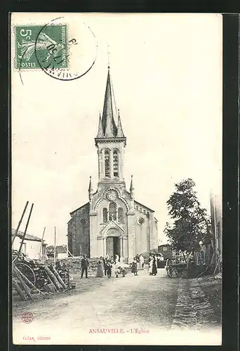 AK Ansauville, L`Église, Kirche im Sonnenschein