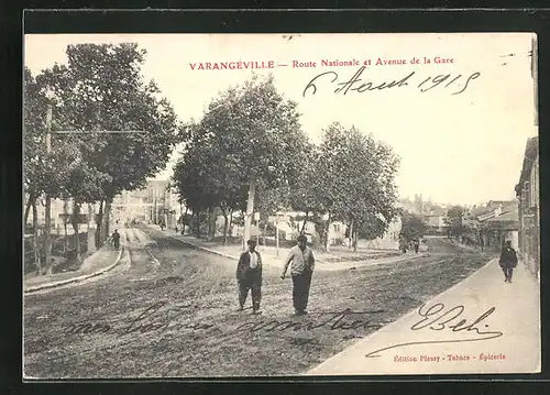 AK Varangeville, Route Nationale et Avenue de la Gare