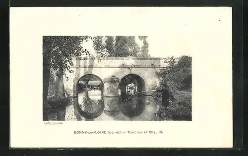 AK Bonny-sur-Loire, Pont sur la Cheuille, Steinbrücke