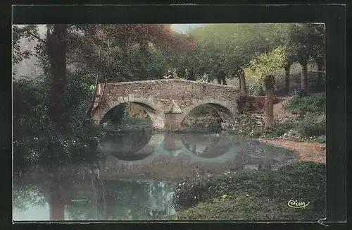 AK Bonny-sur-Loire, La Cheuille, Steinbrücke über den Fluss