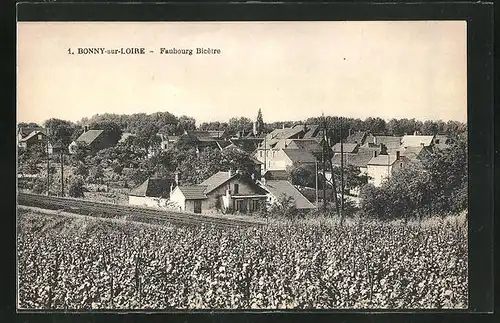 AK Bonny-sur-Loire, Faubourg Bicêtre, Totalansicht des Ortes