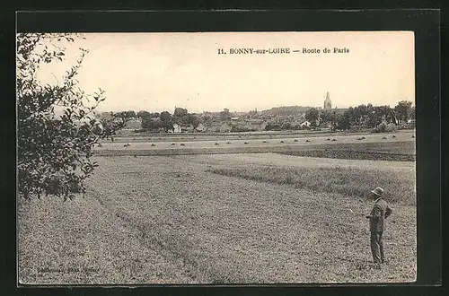 AK Bonny-sur-Loire, Route de Paris, Blick nach der Stadt