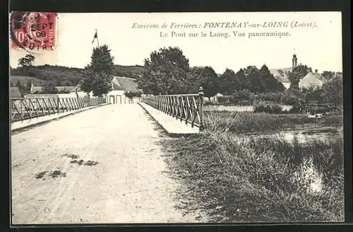 AK Fontenay-sur-Loing, Le Pont sur le Loing, Vue panoramique