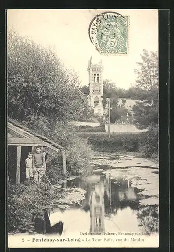 AK Fontenay-sur-Loing, La Tour Faffe, vue du Moulin