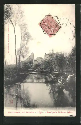 AK Bondaroy, L`Église, le Bourg et la Rivière de l`Oef