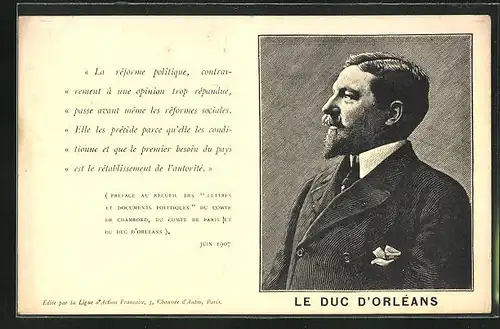 AK Le Duc d`Orléans, La réforme politique...