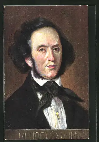 AK Portrait Mendelsohn, mit Halstuch & vollem Haar