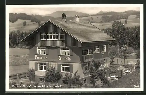 Foto-AK Fischen, Hotel Pension Steidle