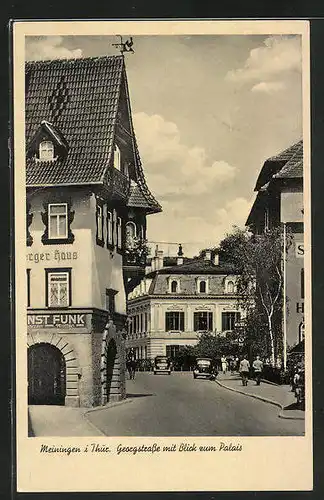 AK Meiningen i. Thür., Georgstrasse mit Blick zum Palais