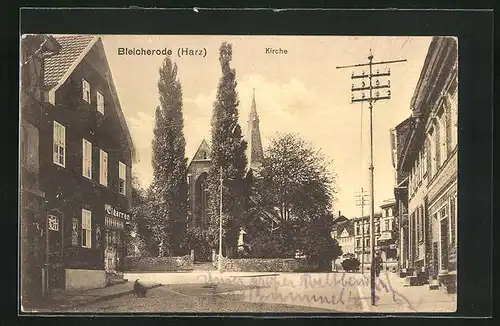 AK Bleicherode /Harz, Geschäfte an der Kirche