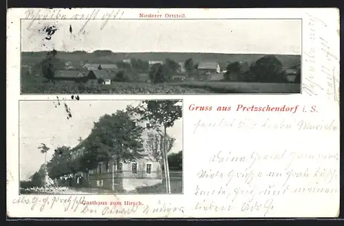 AK Pretzschendorf, Gasthaus zum Hirsch, Niederer Ortsteil