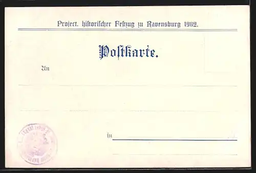 Lithographie Ravensburg, Project. histor. Festzug 1902, Pfahlbauern