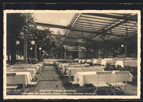 AK Godesberg, Rheinhotel Dreesen, Teilansicht des Restaurant-Gartens