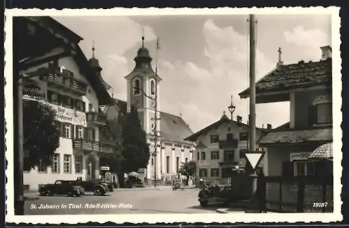 Foto-AK St. Johann, Platz mit Post