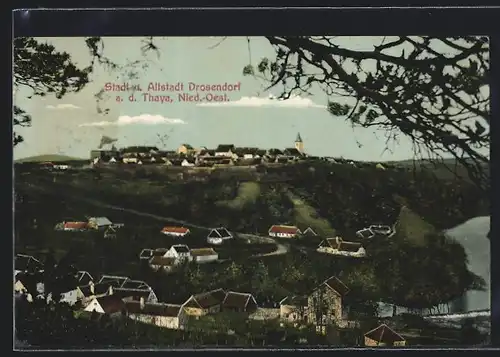 AK Drosendorf a. d. Thaya, Gesamtansicht mit Blick auf Stadt und Altstadt