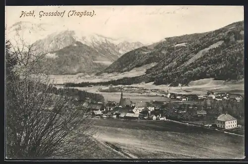 AK Pichl-Grossdorf, Tragöss, Panorama vom Berg aus gesehen