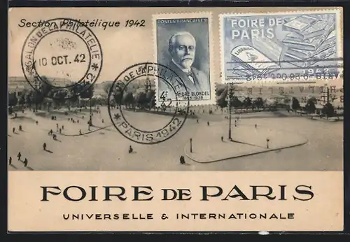 AK Paris, Foire de Paris, Universelle & Internationale, Section Philatélique 1942