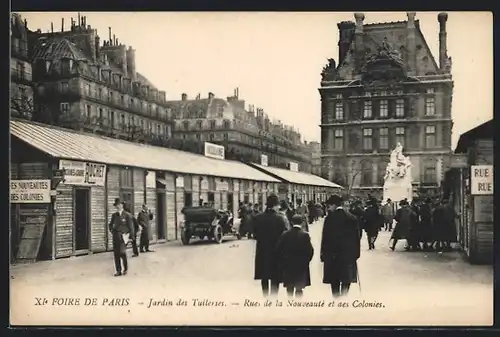 AK Paris, Foire de Paris, Jardin des Tuileries, Rues de la Nouveauté et des Colonies