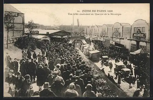 AK Paris, Foire de Paris 1926, Une Allée conduisant au Quartier de la Mécanique