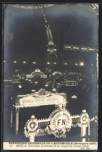 AK Paris, Exposition Décennale de l`Automobile 1907, Loumineuse de la Coupole du Grand Palais