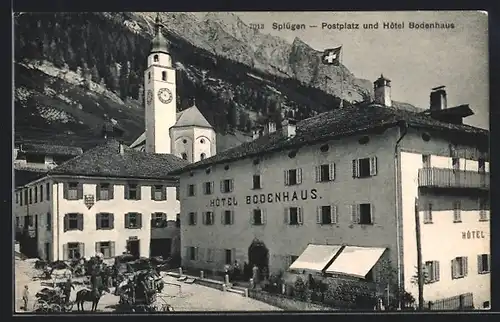 AK Splügen, Postplatz & Hotel Bodenhaus