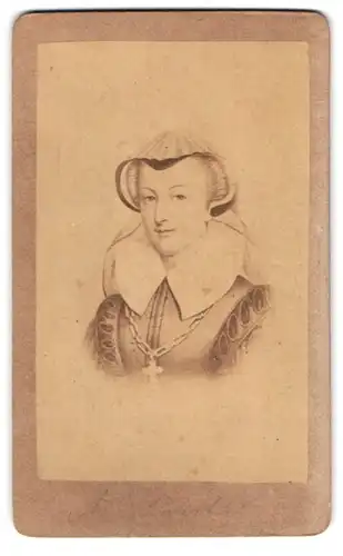 Fotografie unbekannter Fotograf und Ort, Portrait Katharina von Medici / Catherine de Médicis, Königin von Frankreich