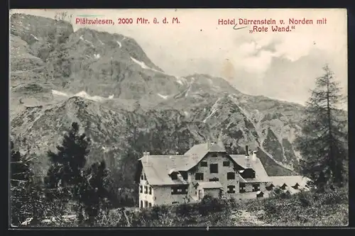 AK Plätzwiesen, Hotel Dürrenstein mit Rote Wand