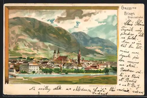 AK Brixen, Gesamtansicht mit den Bergen