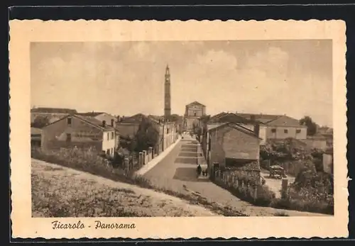 AK Ficarolo, Panorama mit Kirchturm