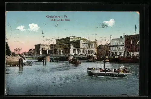 AK Königsberg, Dampfer vor der Börse