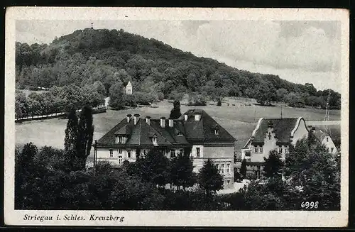 AK Striegau i. Schles., Ortsansicht mit Kreuzberg