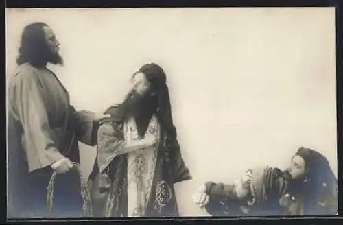 AK Oberammergau, Passionsspiel 1910, Darsteller in Kostümen