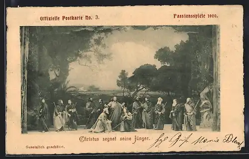 AK Passionsspiele 1900, Christus segnet seine Jünger