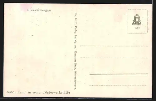 AK Oberammergau, Passionsspiele, Anton Lang in seiner Töpferwerkstätte