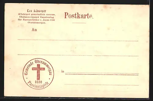 AK Passionsspiele 1900, Christus vor Kaiphas