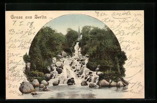 AK Berlin-Kreuzberg, Wasserfall im Victoriapark