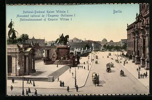 AK Berlin, Strassenpartie am Nationaldenkmal Kaiser Wilhelm I.