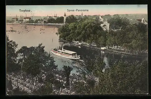 AK Berlin-Treptow, Dampfer auf der Spree