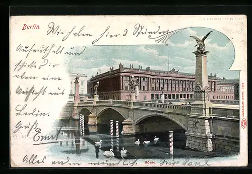 AK Berlin, Börse in der Burgstrasse, Schwäne