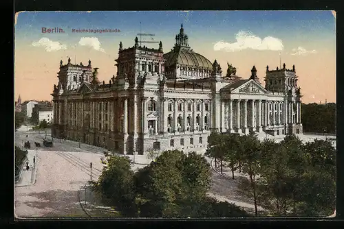 AK Berlin-Tiergarten, Blick auf das Reichstagsgebäude