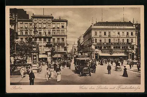 AK Berlin, Victoria Café, Unter den Linden mit Friedrichstrasse