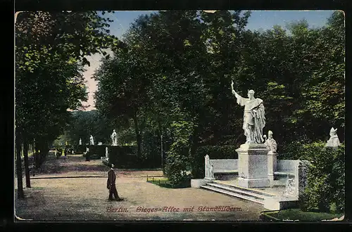AK Berlin-Tiergarten, Sieges-Allee mit Standbildern